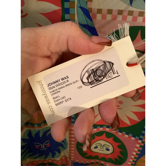 NEW Johnny Was Workshop Lionora 100% Silk Swing Dress Sz L - Picture 5 of 10